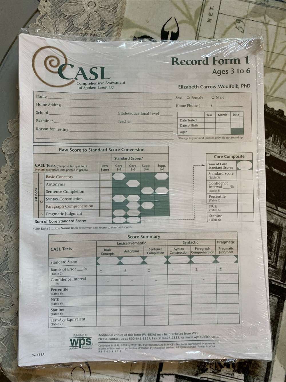 Comprehensive Assessment Of Spoken Language CASL Test Forms 12 Pack Ages 3-6